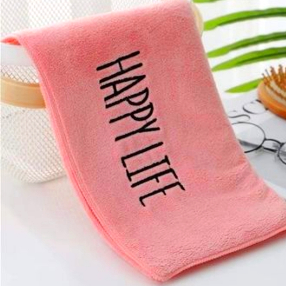 Happy Life Pink Facial Towel
